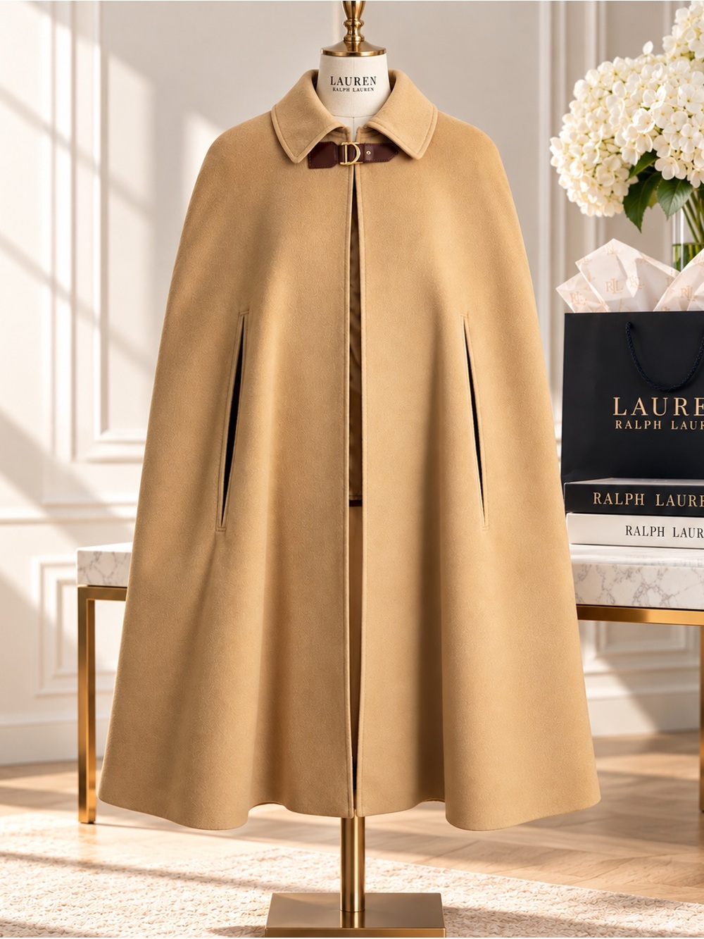 Lauren Ralph Lauren Wool-Blend Cape Camel XL/XXL NWT